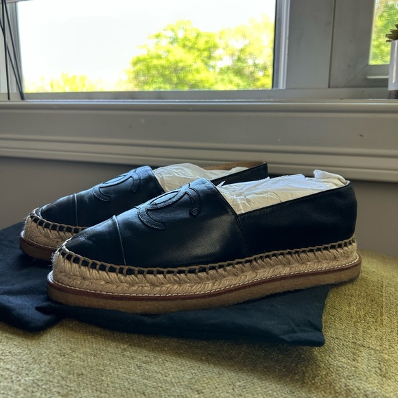 Black Espadrille Loafers - Picture 1 of 7